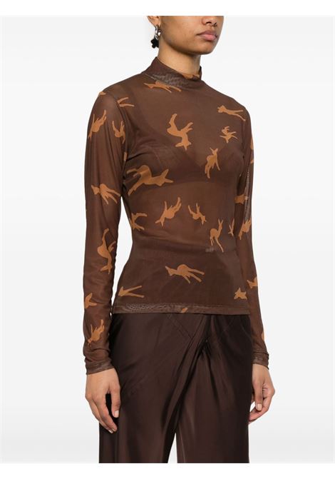 Chocolate brown deer-print Top Vivienne Westwood - women VIVIENNE WESTWOOD | 1G01000MJ0071B305